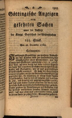 Göttingische Anzeigen von gelehrten Sachen (Göttingische Zeitungen von gelehrten Sachen) Montag 26. Dezember 1768