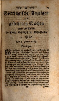 Göttingische Anzeigen von gelehrten Sachen (Göttingische Zeitungen von gelehrten Sachen) Donnerstag 5. Januar 1769