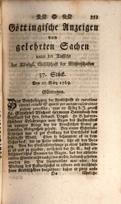 Göttingische Anzeigen von gelehrten Sachen (Göttingische Zeitungen von gelehrten Sachen) Montag 27. März 1769