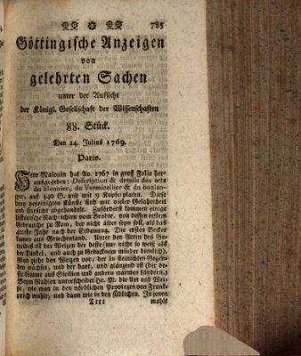 Göttingische Anzeigen von gelehrten Sachen (Göttingische Zeitungen von gelehrten Sachen) Montag 24. Juli 1769