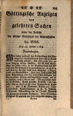 Göttingische Anzeigen von gelehrten Sachen (Göttingische Zeitungen von gelehrten Sachen) Donnerstag 27. Juli 1769