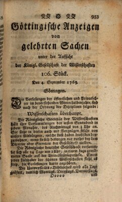 Göttingische Anzeigen von gelehrten Sachen (Göttingische Zeitungen von gelehrten Sachen) Montag 4. September 1769