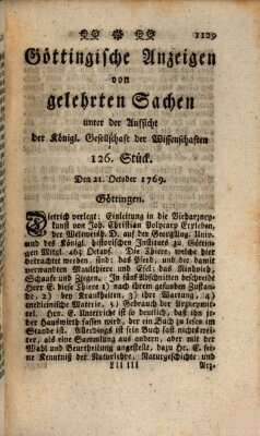 Göttingische Anzeigen von gelehrten Sachen (Göttingische Zeitungen von gelehrten Sachen) Samstag 21. Oktober 1769