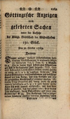 Göttingische Anzeigen von gelehrten Sachen (Göttingische Zeitungen von gelehrten Sachen) Montag 30. Oktober 1769