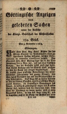 Göttingische Anzeigen von gelehrten Sachen (Göttingische Zeitungen von gelehrten Sachen) Donnerstag 9. November 1769