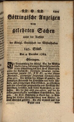 Göttingische Anzeigen von gelehrten Sachen (Göttingische Zeitungen von gelehrten Sachen) Montag 4. Dezember 1769