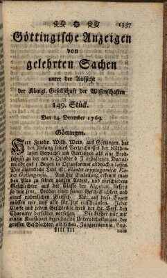 Göttingische Anzeigen von gelehrten Sachen (Göttingische Zeitungen von gelehrten Sachen) Donnerstag 14. Dezember 1769