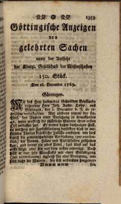 Göttingische Anzeigen von gelehrten Sachen (Göttingische Zeitungen von gelehrten Sachen) Samstag 16. Dezember 1769