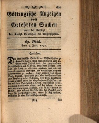 Göttingische Anzeigen von gelehrten Sachen (Göttingische Zeitungen von gelehrten Sachen) Samstag 9. Juni 1770