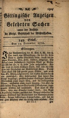 Göttingische Anzeigen von gelehrten Sachen (Göttingische Zeitungen von gelehrten Sachen) Donnerstag 13. Dezember 1770