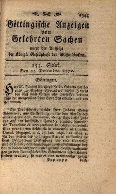 Göttingische Anzeigen von gelehrten Sachen (Göttingische Zeitungen von gelehrten Sachen) Samstag 22. Dezember 1770