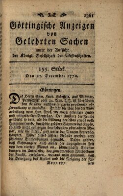 Göttingische Anzeigen von gelehrten Sachen (Göttingische Zeitungen von gelehrten Sachen) Donnerstag 27. Dezember 1770