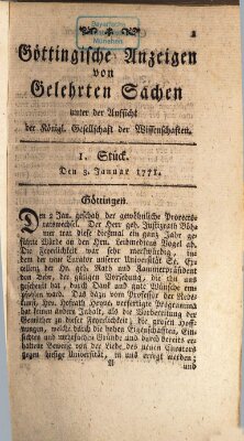 Göttingische Anzeigen von gelehrten Sachen (Göttingische Zeitungen von gelehrten Sachen) Donnerstag 3. Januar 1771