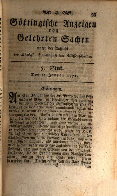 Göttingische Anzeigen von gelehrten Sachen (Göttingische Zeitungen von gelehrten Sachen) Samstag 12. Januar 1771