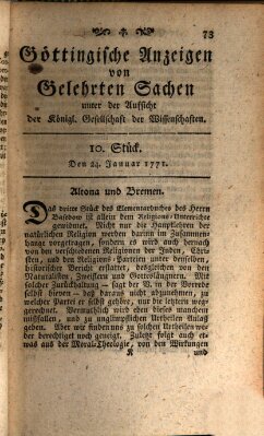 Göttingische Anzeigen von gelehrten Sachen (Göttingische Zeitungen von gelehrten Sachen) Donnerstag 24. Januar 1771