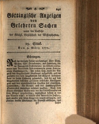 Göttingische Anzeigen von gelehrten Sachen (Göttingische Zeitungen von gelehrten Sachen) Samstag 9. März 1771