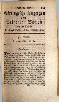 Göttingische Anzeigen von gelehrten Sachen (Göttingische Zeitungen von gelehrten Sachen) Montag 11. März 1771