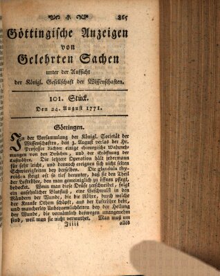 Göttingische Anzeigen von gelehrten Sachen (Göttingische Zeitungen von gelehrten Sachen) Samstag 24. August 1771