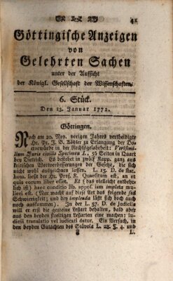 Göttingische Anzeigen von gelehrten Sachen (Göttingische Zeitungen von gelehrten Sachen) Montag 13. Januar 1772