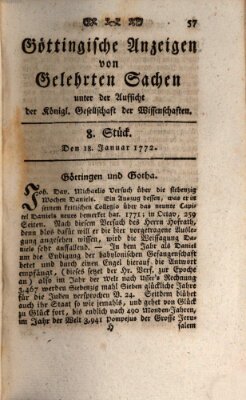 Göttingische Anzeigen von gelehrten Sachen (Göttingische Zeitungen von gelehrten Sachen) Samstag 18. Januar 1772