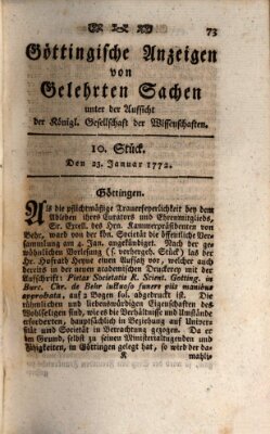 Göttingische Anzeigen von gelehrten Sachen (Göttingische Zeitungen von gelehrten Sachen) Donnerstag 23. Januar 1772