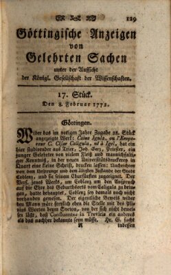 Göttingische Anzeigen von gelehrten Sachen (Göttingische Zeitungen von gelehrten Sachen) Samstag 8. Februar 1772