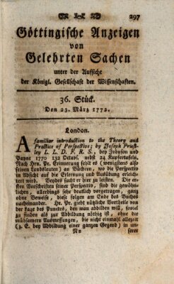 Göttingische Anzeigen von gelehrten Sachen (Göttingische Zeitungen von gelehrten Sachen) Montag 23. März 1772