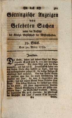 Göttingische Anzeigen von gelehrten Sachen (Göttingische Zeitungen von gelehrten Sachen) Montag 30. März 1772