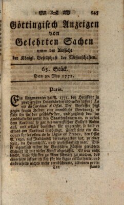 Göttingische Anzeigen von gelehrten Sachen (Göttingische Zeitungen von gelehrten Sachen) Samstag 30. Mai 1772