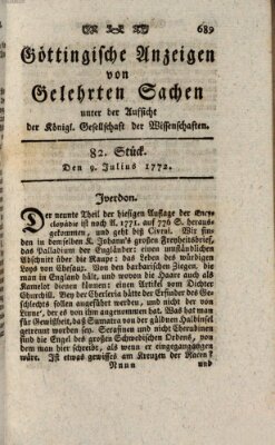 Göttingische Anzeigen von gelehrten Sachen (Göttingische Zeitungen von gelehrten Sachen) Donnerstag 9. Juli 1772