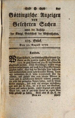 Göttingische Anzeigen von gelehrten Sachen (Göttingische Zeitungen von gelehrten Sachen) Montag 31. August 1772