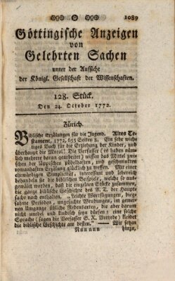 Göttingische Anzeigen von gelehrten Sachen (Göttingische Zeitungen von gelehrten Sachen) Samstag 24. Oktober 1772