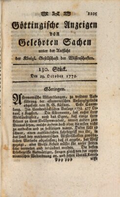 Göttingische Anzeigen von gelehrten Sachen (Göttingische Zeitungen von gelehrten Sachen) Donnerstag 29. Oktober 1772