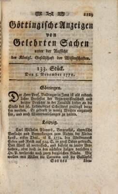 Göttingische Anzeigen von gelehrten Sachen (Göttingische Zeitungen von gelehrten Sachen) Donnerstag 5. November 1772