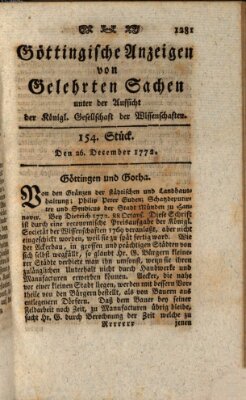 Göttingische Anzeigen von gelehrten Sachen (Göttingische Zeitungen von gelehrten Sachen) Samstag 26. Dezember 1772