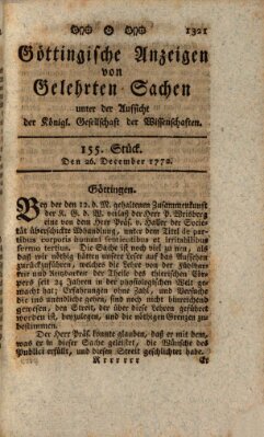 Göttingische Anzeigen von gelehrten Sachen (Göttingische Zeitungen von gelehrten Sachen) Samstag 26. Dezember 1772