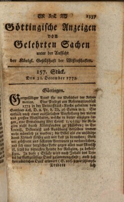 Göttingische Anzeigen von gelehrten Sachen (Göttingische Zeitungen von gelehrten Sachen) Donnerstag 31. Dezember 1772