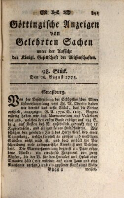 Göttingische Anzeigen von gelehrten Sachen (Göttingische Zeitungen von gelehrten Sachen) Montag 16. August 1773