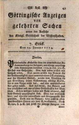 Göttingische Anzeigen von gelehrten Sachen (Göttingische Zeitungen von gelehrten Sachen) Samstag 15. Januar 1774