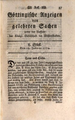 Göttingische Anzeigen von gelehrten Sachen (Göttingische Zeitungen von gelehrten Sachen) Dienstag 18. Januar 1774