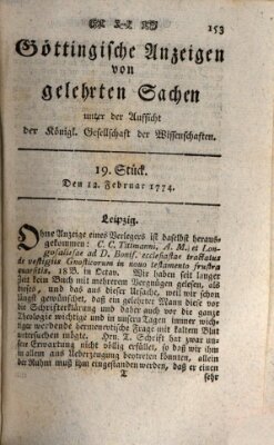 Göttingische Anzeigen von gelehrten Sachen (Göttingische Zeitungen von gelehrten Sachen) Samstag 12. Februar 1774