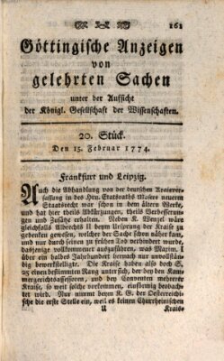 Göttingische Anzeigen von gelehrten Sachen (Göttingische Zeitungen von gelehrten Sachen) Dienstag 15. Februar 1774