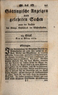 Göttingische Anzeigen von gelehrten Sachen (Göttingische Zeitungen von gelehrten Sachen) Dienstag 8. März 1774