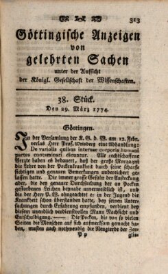 Göttingische Anzeigen von gelehrten Sachen (Göttingische Zeitungen von gelehrten Sachen) Dienstag 29. März 1774