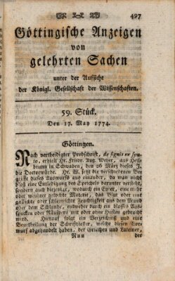 Göttingische Anzeigen von gelehrten Sachen (Göttingische Zeitungen von gelehrten Sachen) Dienstag 17. Mai 1774