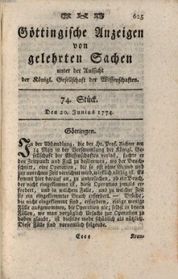 Göttingische Anzeigen von gelehrten Sachen (Göttingische Zeitungen von gelehrten Sachen) Montag 20. Juni 1774