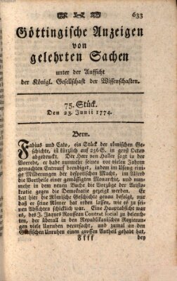 Göttingische Anzeigen von gelehrten Sachen (Göttingische Zeitungen von gelehrten Sachen) Donnerstag 23. Juni 1774