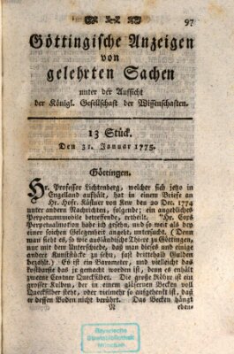 Göttingische Anzeigen von gelehrten Sachen (Göttingische Zeitungen von gelehrten Sachen) Dienstag 31. Januar 1775