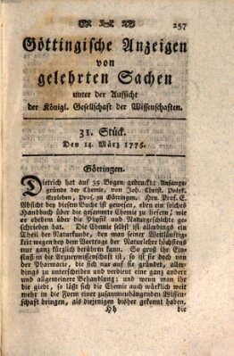 Göttingische Anzeigen von gelehrten Sachen (Göttingische Zeitungen von gelehrten Sachen) Dienstag 14. März 1775