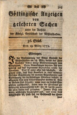 Göttingische Anzeigen von gelehrten Sachen (Göttingische Zeitungen von gelehrten Sachen) Samstag 25. März 1775